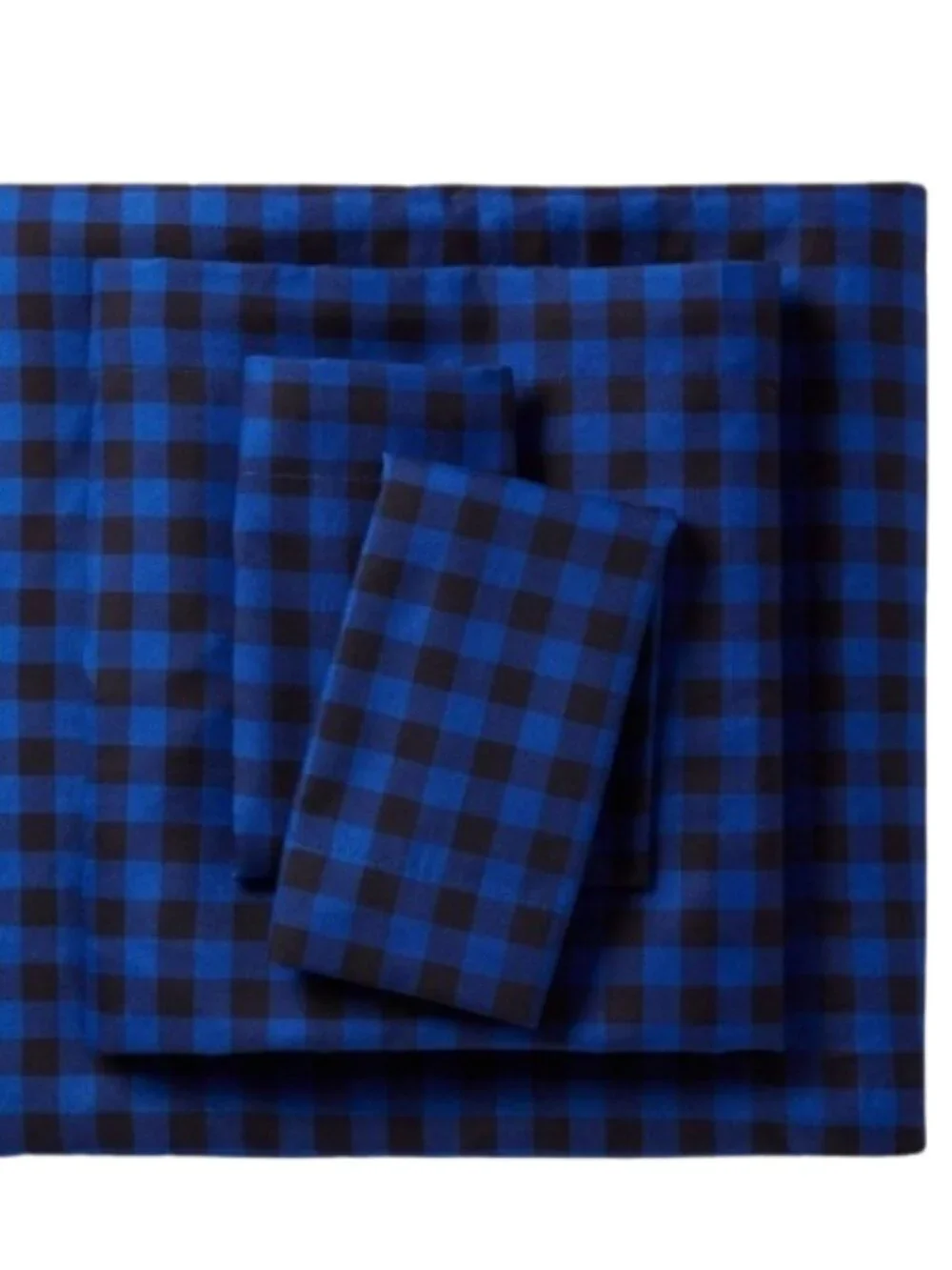 Room Essentials Twin XL Sheet Set Blue Black Gingham Microfiber Dorm